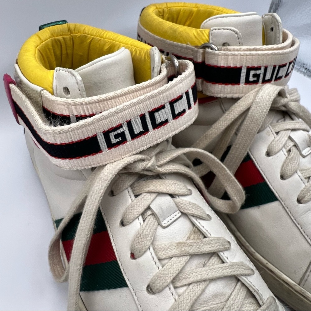 Gucci Signature Web Stripe Ace High Top Sneakers - Picture 3 of 9